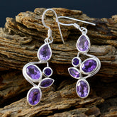 Anna Purple Dangle Earrings in Gemstone Design